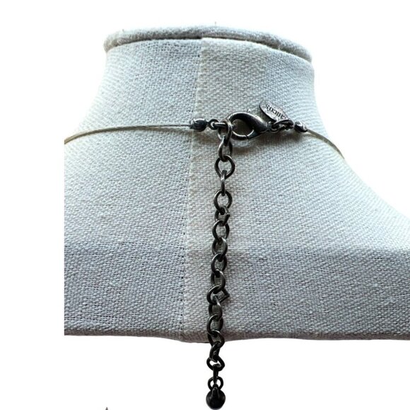 Chicos Statement Necklace With Black & Silver Beads Rhinestone Pendant N1 - Picture 11 of 14